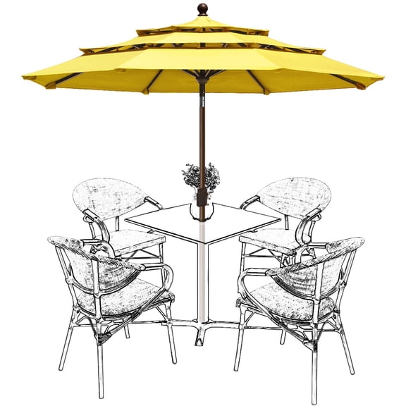 EliteShade 9ft 3-Tier Outdoor Patio Umbrella with Wind Vent, Outdoor Table Umbrella(Yellow)