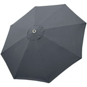 EliteShade Grey Replacement Canopy for Round 9FT Patio Umbrellas with 8 Ribs (Canopy Only)