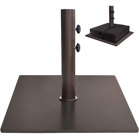 EliteShade Heavy Duty 160 lb Steel Umbrella Base Stand with 18.5" Square Sandbag - Bronze, for Outdoor Patio Market Umbrellas (Sand Not Included)