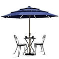 thumbnail image 1 of EliteShade Sunbrella Solar 9ft 3 Tiers Market Umbrella with 80 LED Lights Patio Umbrellas Outdoor Table with Ventilation and 5 Years Non-Fading Top,Dark Blue, 1 of 5