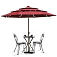 thumbnail image 1 of EliteShade Sunbrella Solar 9ft 3 Tiers Market Umbrella with 80 LED Lights Patio Umbrellas Outdoor Table with Ventilation and 5 Years Non-Fading Top,Maroon, 1 of 5