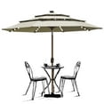 thumbnail image 1 of EliteShade Sunbrella Solar 9ft 3 Tiers Market Umbrella with 80 LED Lights Patio Umbrellas Outdoor Table with Ventilation and 5 Years Non-Fading Top,Sandy, 1 of 5