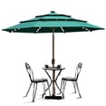 thumbnail image 1 of EliteShade Sunbrella Solar 9ft 3 Tiers Market Umbrella with 80 LED Lights Patio Umbrellas Outdoor Table with Ventilation and 5 Years Non-Fading Top, Teal, 1 of 5