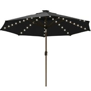 EliteShade Sunbrella Solar Umbrellas 9ft Market Umbrella with 80 LED Lights Patio Umbrellas Outdoor Table Umbrella with Ventilation and 5 Years Non-Fading Top,Coal