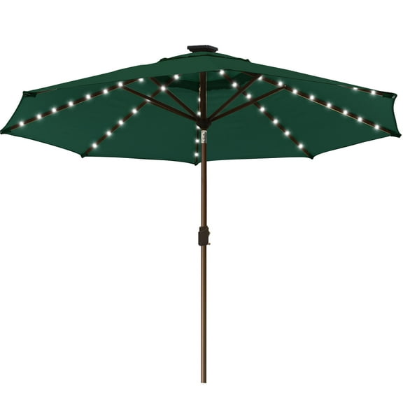 EliteShade Sunbrella Solar Umbrellas 9ft Market Umbrella with 80 LED Lights Patio Umbrellas Outdoor Table Umbrella with Ventilation and 5 Years Non-Fading Top,Emerald