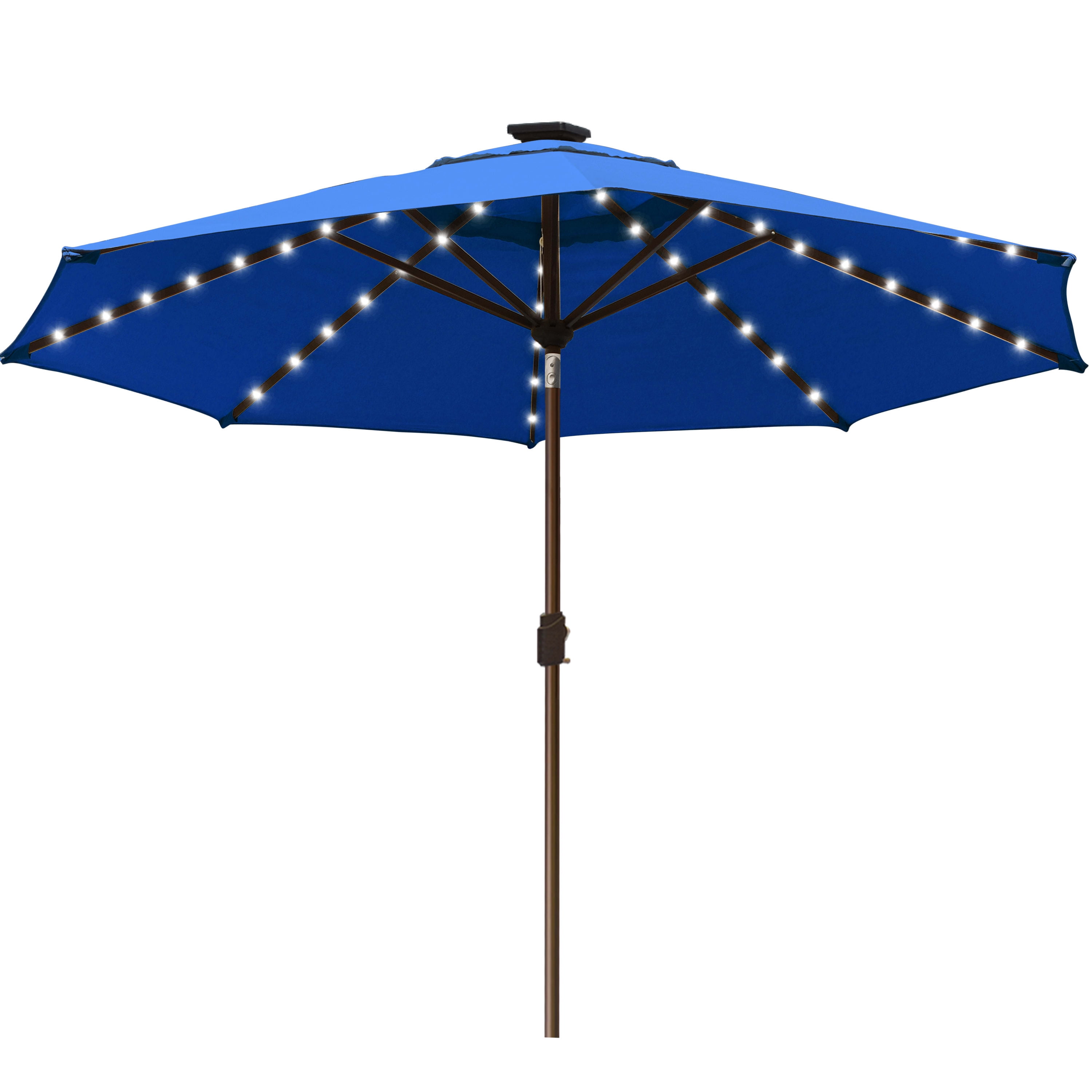 EliteShade Sunbrella Solar Umbrellas 9ft Market Umbrella with 80 LED Lights Patio Umbrellas Outdoor Table Umbrella with Ventilation and 5 Years Non-Fading Top,Royal