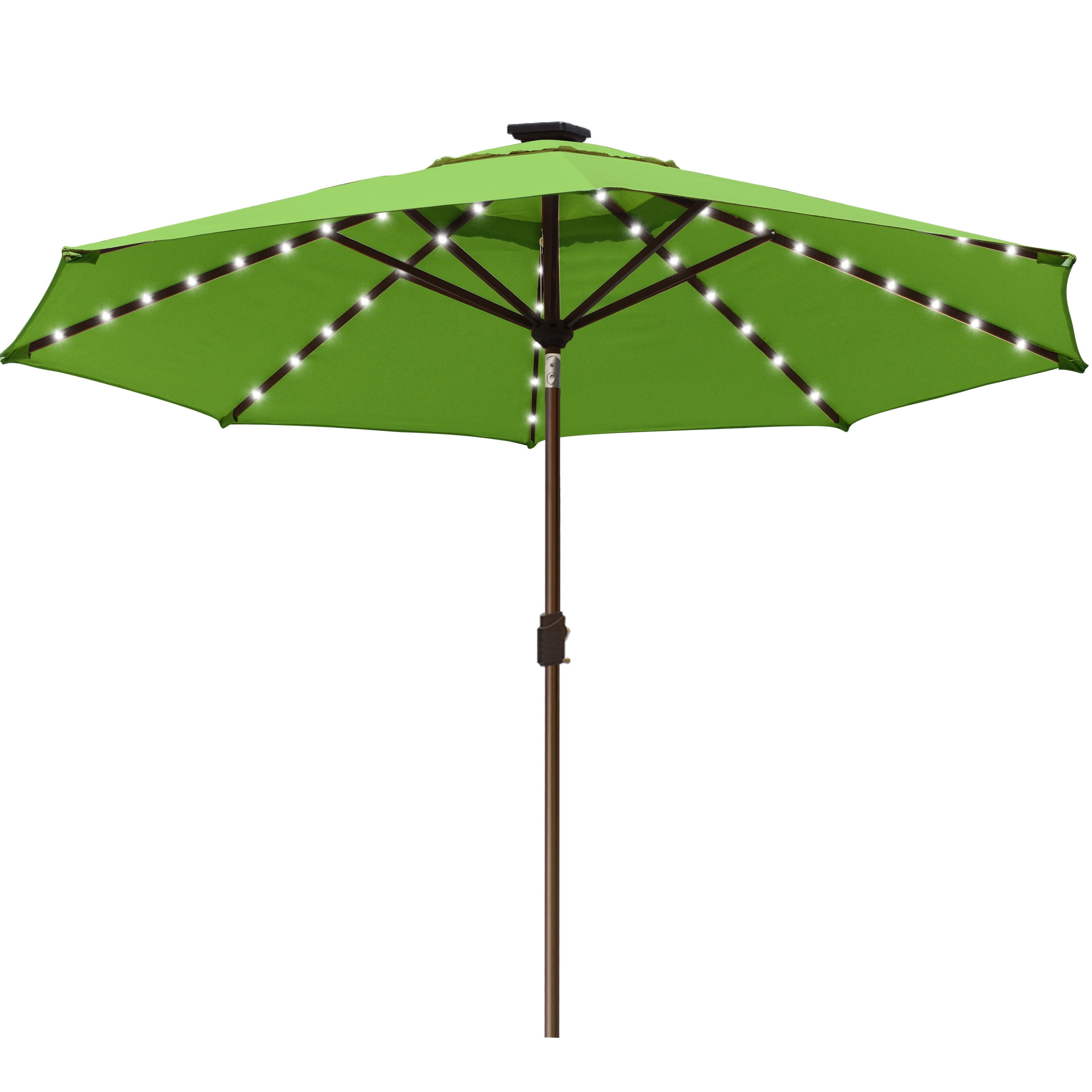 EliteShade Sunbrella Solar Umbrellas 9ft Market Umbrella with 80 LED Lights Patio Umbrellas Outdoor Table Umbrella（Macaw Green）