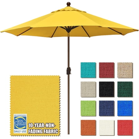 EliteShade USA 10-Year-Non-Fading 10Ft Market Umbrella Patio Umbrella Outdoor Table Umbrella with Ventilation, Sunflower Yellow