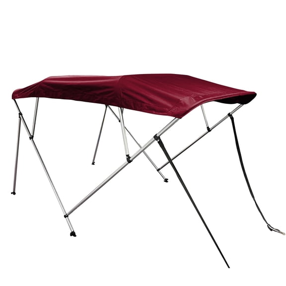 SavvyCraft® 4 Bow Boat Bimini Top with Aluminum Frame & Canvas, 8ft L x 54in H x 97-103in W Burgundy