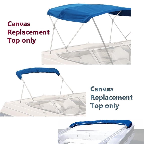SavvyCraft™ 4 Bow Bimini Top Replacement Canvas Cover 4 Bow 96 In. L 73 In. - 78 In. W Blue Color with Zippered Pockets