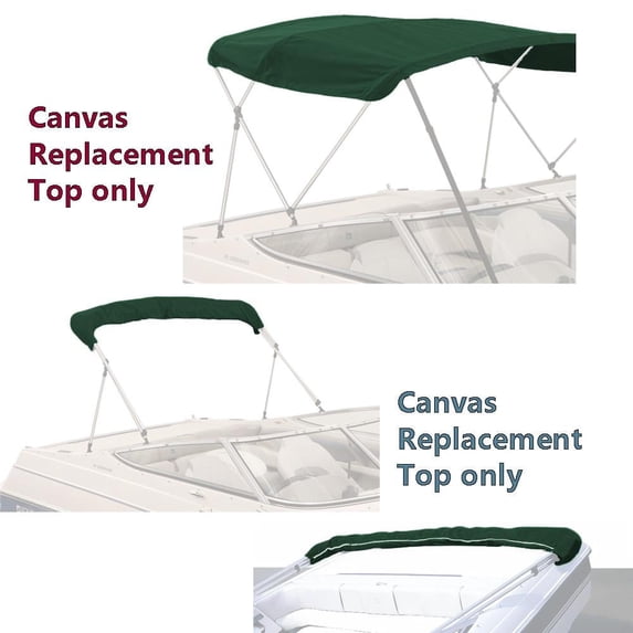 SavvyCraft™ 4 Bow Bimini Top Replacement Canvas Cover 4 Bow 96" L 54"-60" W Green Color with Zippered Pockets