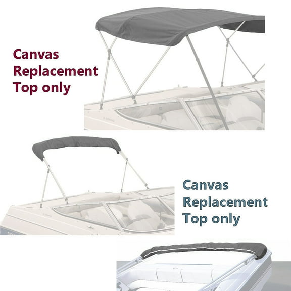 EliteShield 4 Bow Bimini Top Replacement Canvas Cover 4 Bow 96" L 97"-103"W Gray Color with Zippered Pockets