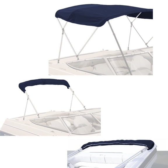 SavvyCraftâ„¢ 4 Bow Bimini Top Replacement Canvas 8ft L, 85"-90" W Navy Color with Zippered Pockets