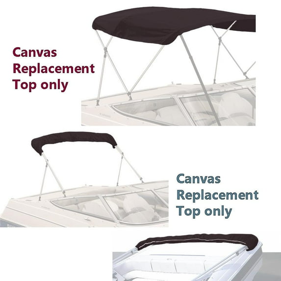 EliteShield Bimini Top Replacement Canvas Cover 3 Bow 72"L 61"-66" W Black Color-with Storage Boot/without Frame