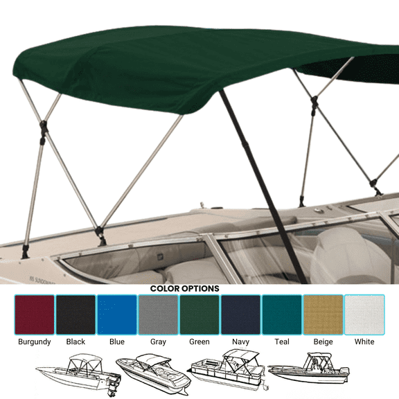 SavvyCraft™ 3 Bow Bimini Top Replacement Canvas 6ft L, 61"-66" W Green Color-with Storage Boot/without Frame
