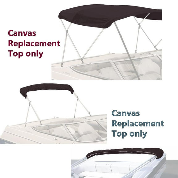 EliteShield Bimini Top Replacement Canvas Cover 3 Bow 72"L 73"-78" W Black Color-with Storage Boot/without Frame