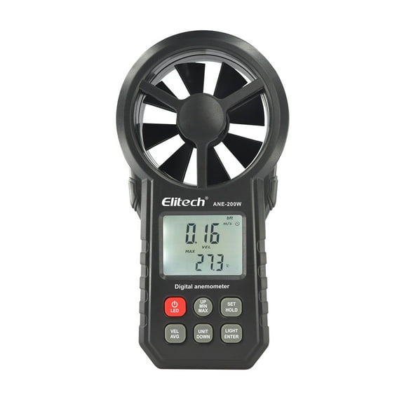 Elitech ANE-200W Bluetooth Anemometer, Digital Wind Speed Meter with Temperature and USB Data Export, CFM/CMM Air Flow Measurement, for HVAC and Environmental Testing