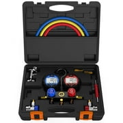 Elitech DMG-3 HVAC Manifold Gauge Set 2 Way with Hoses Coupler & Carrying Case