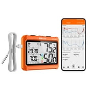 Elitech Digital Bluetooth Hygrometer Thermometer, Refrigerator Thermometer with Free APP, Real-Time Temperature Humidity Monitor with 4.5 Screen, PDF&CSV Data Export, IPT-100S with External Probe