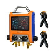 Elitech Digital Manifold Gauge HVAC 4 Valve Manifold Gauge with Hoses Vaccum Sensor Thermometer Clamps