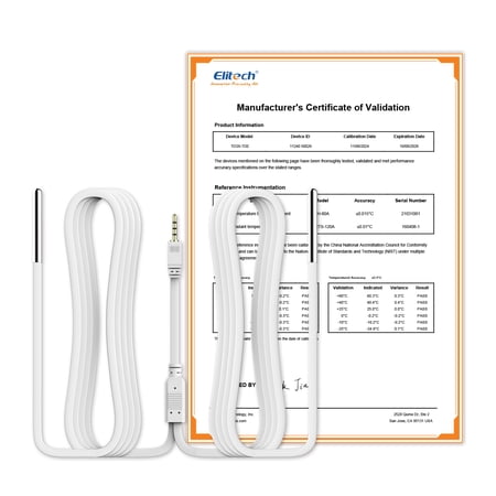 Elitech External Dual Temperature Probe, Temperature Sensor Matches with RCW-360Pro Device only, Monitor -40~176?(-40~80?), Audio Plug Connector, 16.4ft*2