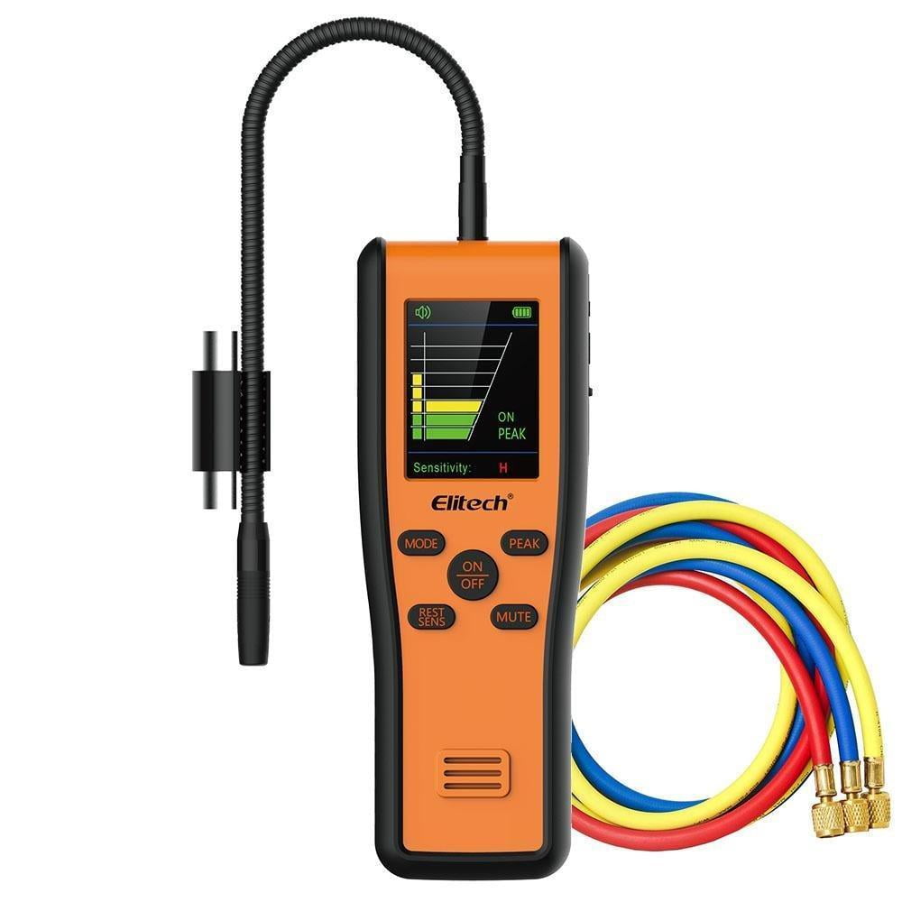 Elitech IR-200 Infrared and Heated Diode Leak Detector for Air Conditioner and Automotive Repair with Refrigerant Hoses Set