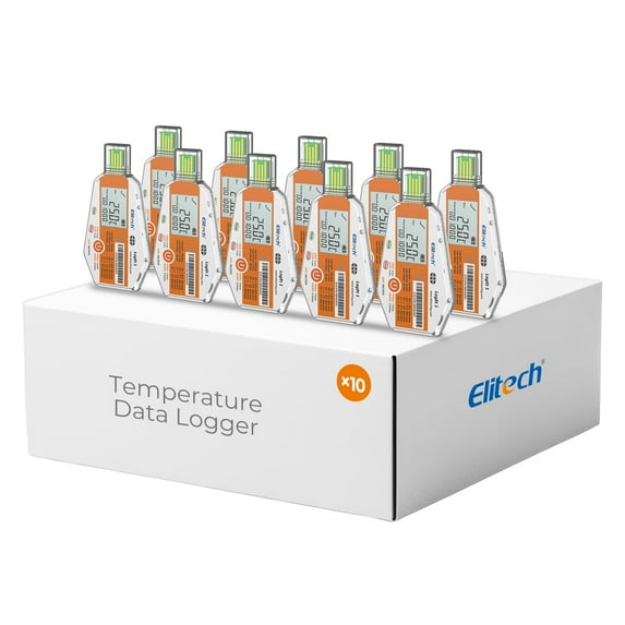 Elitech LogEt 1 Temperature Data Logger Single Use PDF Report USB Port 16000 Points 10 Pieces