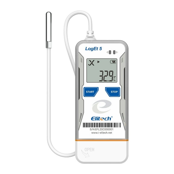 Elitech LogEt5THE USB Digital Data Logger with Temperature Humidity External Probe Reusable Recorder with Shadow Data 32000 Points, Auto PDF/CSV Report, for Windows/MacOS, Refrigerator Thermometer