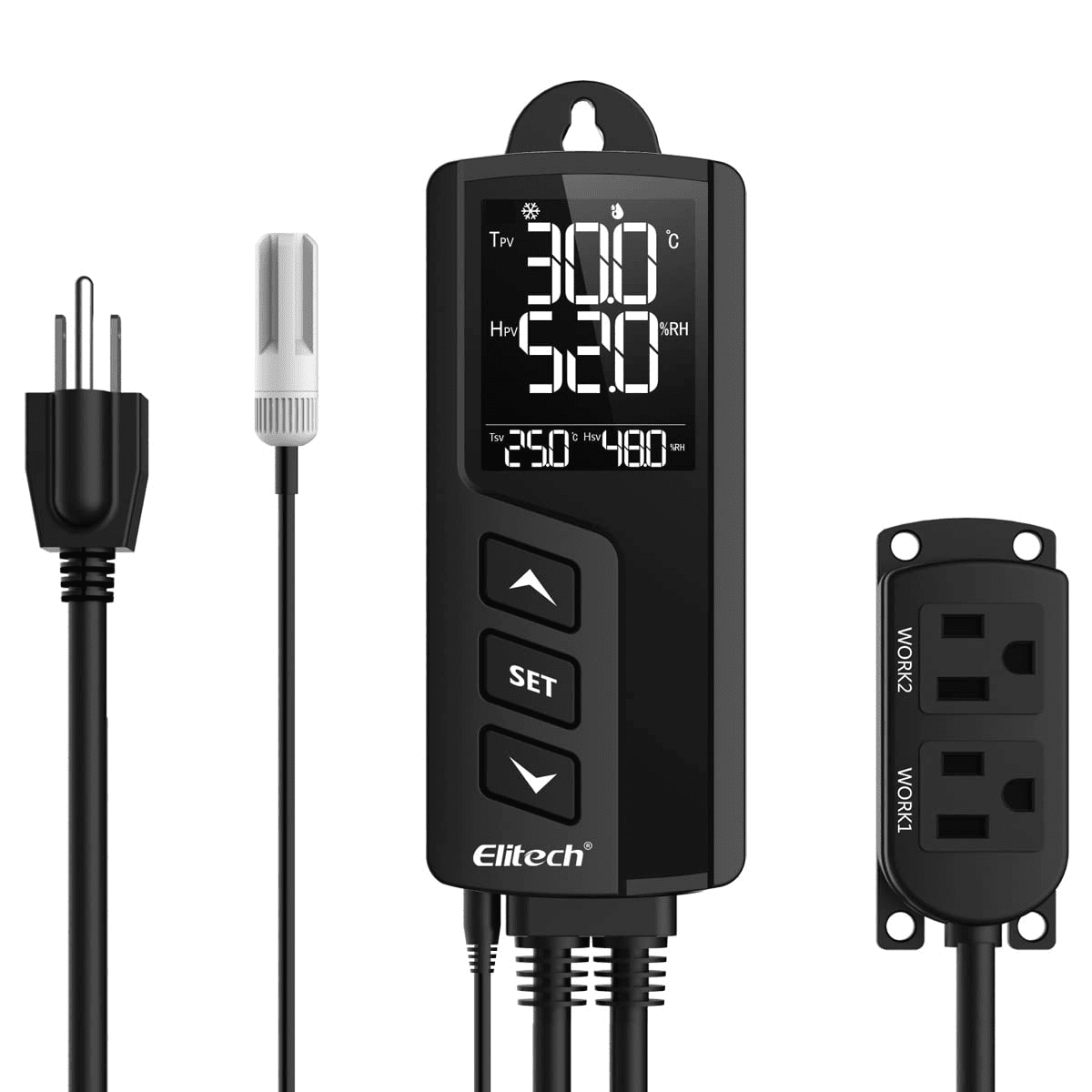Black Digital Temperature and Humidity Controller with LCD Display