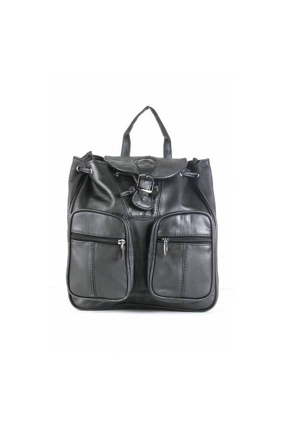 L872 Hearty Trendy ILeather Collection Leather Backpack with Two Front Pockets - Large Size