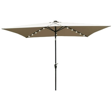 Elitezip 10 X 6.5 FT Patio Umbrella, Rectangular Outdoor Umbrellas with Solar Led Lighted, Heavy Duty Outdoor Table Umbrella with Crank and Push Button Tilt or Garden Backyard Pool Swimming Pool