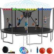 Elitezip 2024 Upgrade 1500LBS Outdoor Trampoline for Kids and Adults 【Easy to Install & Built to Last】 10FT 12FT 14FT 16FT Recreational Trampolines with Net, Light, Sprinkler, Basketball Hoop, Ladder
