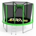 thumbnail image 1 of XMIKA 10FT Trampoline for Kids Adults, Outdoor Trampolines with Enclosure Net, Basketball Hoop, Light, Sprinkler, Ladder, Backyard Recreational Trampoline, 1000LBS, Galvanized, 1 of 9