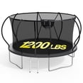thumbnail image 1 of XMIKA 12FT Trampoline with Basketball Hoop, Outdoor Trampoline with Enclosure Net, Ladder, Heavy-duty Recreational Trampoline, 1200LBS Capacity Trampoline for Kids and Adults, Upgrade Curved Pole, 1 of 9