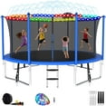 thumbnail image 1 of Elitezip 12FT Trampoline with Enclosure Net, 1200LBS Trampolines for Kids and Adults, Outdoor Trampoline with Basketball Hoop, Ladder, Lights and Sprinkler, Backyard Recreational Trampolines, Blue, 1 of 10
