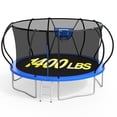 thumbnail image 1 of XMIKA 14FT Trampoline with Basketball Hoop, Outdoor Trampoline with Enclosure Net, Ladder, Heavy-duty Recreational Trampoline, 1400LBS Capacity Trampoline for Kids and Adults, Upgrade Curved Pole, 1 of 9