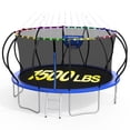 thumbnail image 1 of XMIKA Trampoline for Kids and Adults, 8 FT 10FT 12FT 16FT 14FT Trampolines with Enclosure Net, Basketball Hoop, Ladder, Light, Sprinkler, 1500LBS Backyard Outdoor Trampoline, Curved Design, 1 of 8