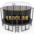 thumbnail image 1 of XMIKA 15FT 16FT Trampolines for 8-9 Kids Adults, 1500LBS Trampoline with Enclosure Net, Basketball Hoop, Ladder, Lights and Sprinklers, Outdoor Round Recreational Trampolines, Easy to Install, 1 of 10