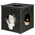 thumbnail image 1 of Elitezip Cat Houses for Indoor Cats, Hand-Woven Rattan Cat Litter Medium Large Pet Cats, Cat Bed with Rattan Ball and Soft Cotton Washable Cushion, 15.75x15.75x15.75 Inches, Rattan Cat Cave Black, 1 of 7
