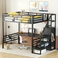 Elitezip Full Size Loft Bed with Desk, Metal Loft Beds with Convertible