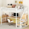 Elitezip Full Size Loft Bed with Desk, Metal Loft Beds with Convertible