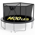 thumbnail image 1 of XMIKA Outdoor Trampoline 14FT, Trampolines with Safety Enclosure Net for Kids, Backyard Recreational Trampoline with Basketball Hoop, Ladder, Heavy-Duty Round Trampoline for Adult, 1400LBS Loading, 1 of 8