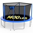 thumbnail image 1 of XMIKA Outdoor Trampoline 14FT, Trampolines with Safety Enclosure Net for Kids, Backyard Recreational Trampoline with Basketball Hoop, Ladder, Heavy-Duty Round Trampoline for Adult, 1400LBS Loading, 1 of 9