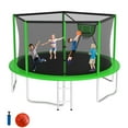 thumbnail image 1 of Elitezip Outdoor Trampoline 14FT, Trampolines with Safety Enclosure Net for Kids, Backyard Recreational Trampoline with Basketball Hoop, Ladder, Heavy-Duty Round Trampoline for Adult, 1400LBS Loading, 1 of 9