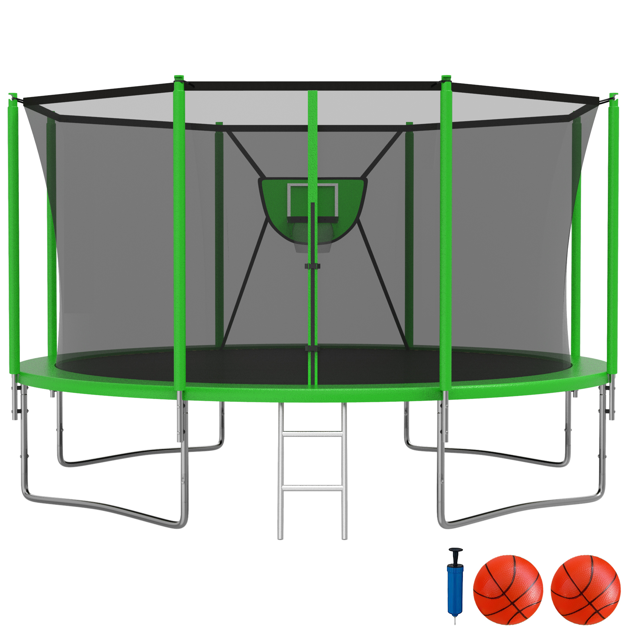 Elitezip Trampoline 12 FT 1200 LBS, Trampoline with Enclosure Net and Basketball Hoop for Adults