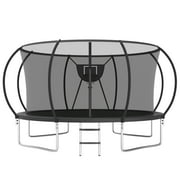 Elitezip Trampoline 12FT Trampoline for Kids and Adults, 1500LBS Heavy Duty Trampoline with Enclosure and Basketball Hoop, Outdoor Trampoline Easy Assembly