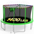 thumbnail image 1 of XMIKA 1400LBS 14FT Trampoline, Outdoor Trampolines for Kids with Enclosure Net, Trampoline with Basketball Hoop, Light, Sprinkler and Ladder, Heavy Duty Backyard Trampoline, Round Trampolines, 1 of 10