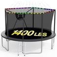 thumbnail image 1 of XMIKA 1400LBS 14FT Trampoline, Outdoor Trampolines for Kids with Enclosure Net, Trampoline with Basketball Hoop, Light, Sprinkler and Ladder, Heavy Duty Backyard Trampoline, Round Trampolines, 1 of 10