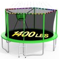 thumbnail image 1 of XMIKA 1400LBS 14FT Trampoline, Outdoor Trampolines for Kids with Enclosure Net, Trampoline with Basketball Hoop, Light, Sprinkler and Ladder, Heavy Duty Backyard Trampoline, Round Trampolines, 1 of 9