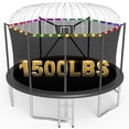 thumbnail image 1 of XMIKA Trampolines with Enclosure Net 1500LBS 16FT Heavy Duty Trampoline for Kid Adult Outdoor Anti-Rust Trampolines with Basketball Hoop, Light, Sprinkler, Ladder, Backyard Recreational Trampoline, 1 of 8
